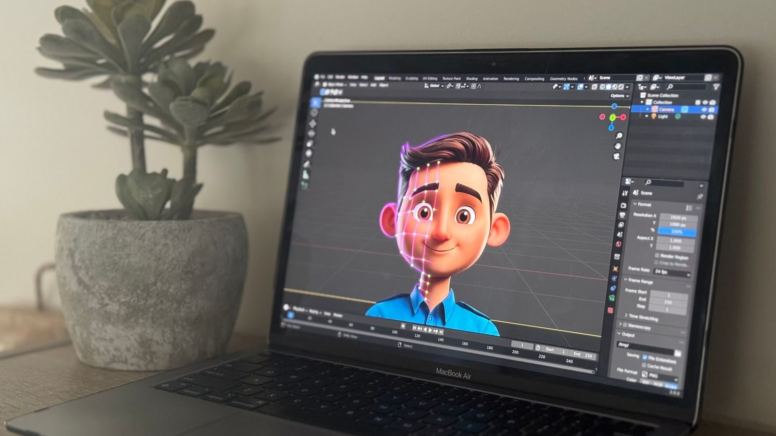 Illustration du format : personnage 3D dans un logiciel d'animation